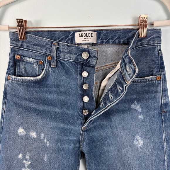 AGOLDE | FEEL GOOD High Rise Button Fly Medium Wash 100% Cotton Jeans - Picture 6 of 11